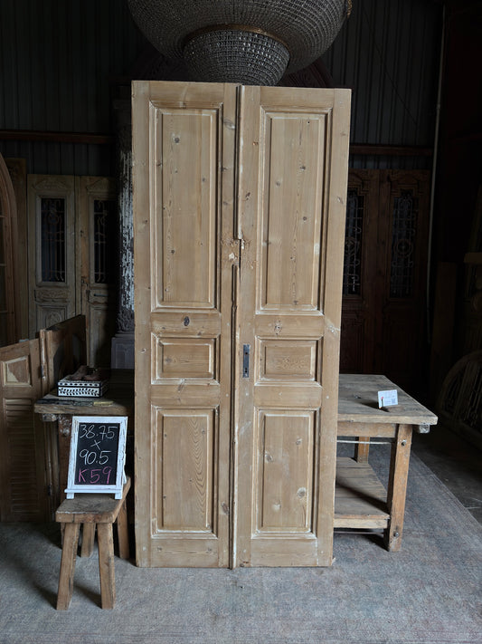 3 Panel Antique Solid French Doors - 38.75x90.5 K59