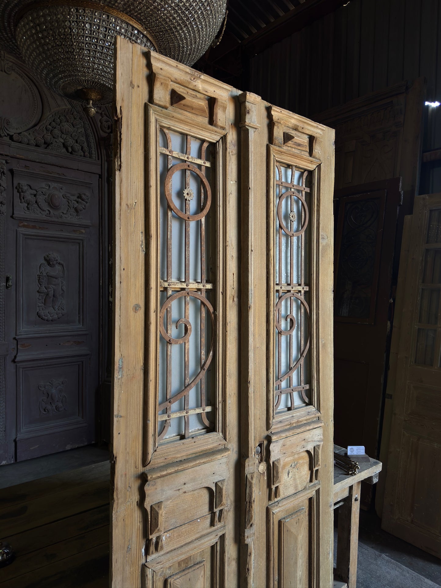 19th Century Antique Iron French Doors - 37.5x90 - L284