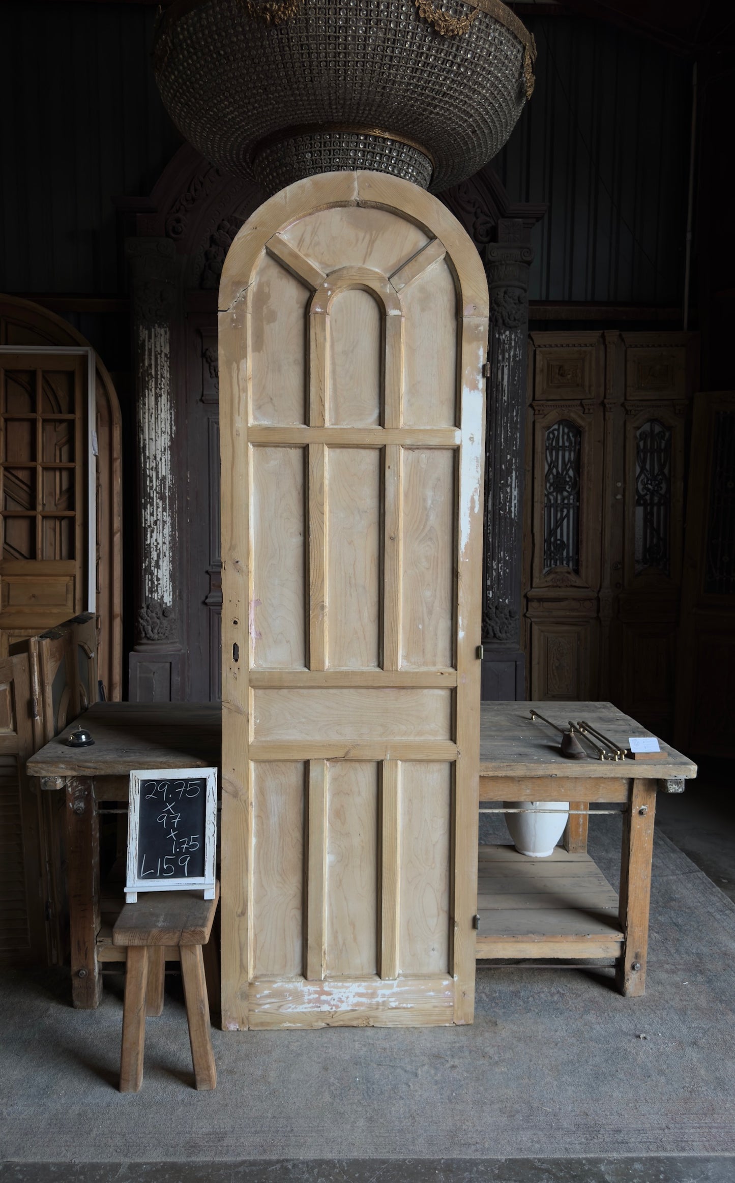 Arched Panel Antique Solid Single Door - 29.75x97 - L159