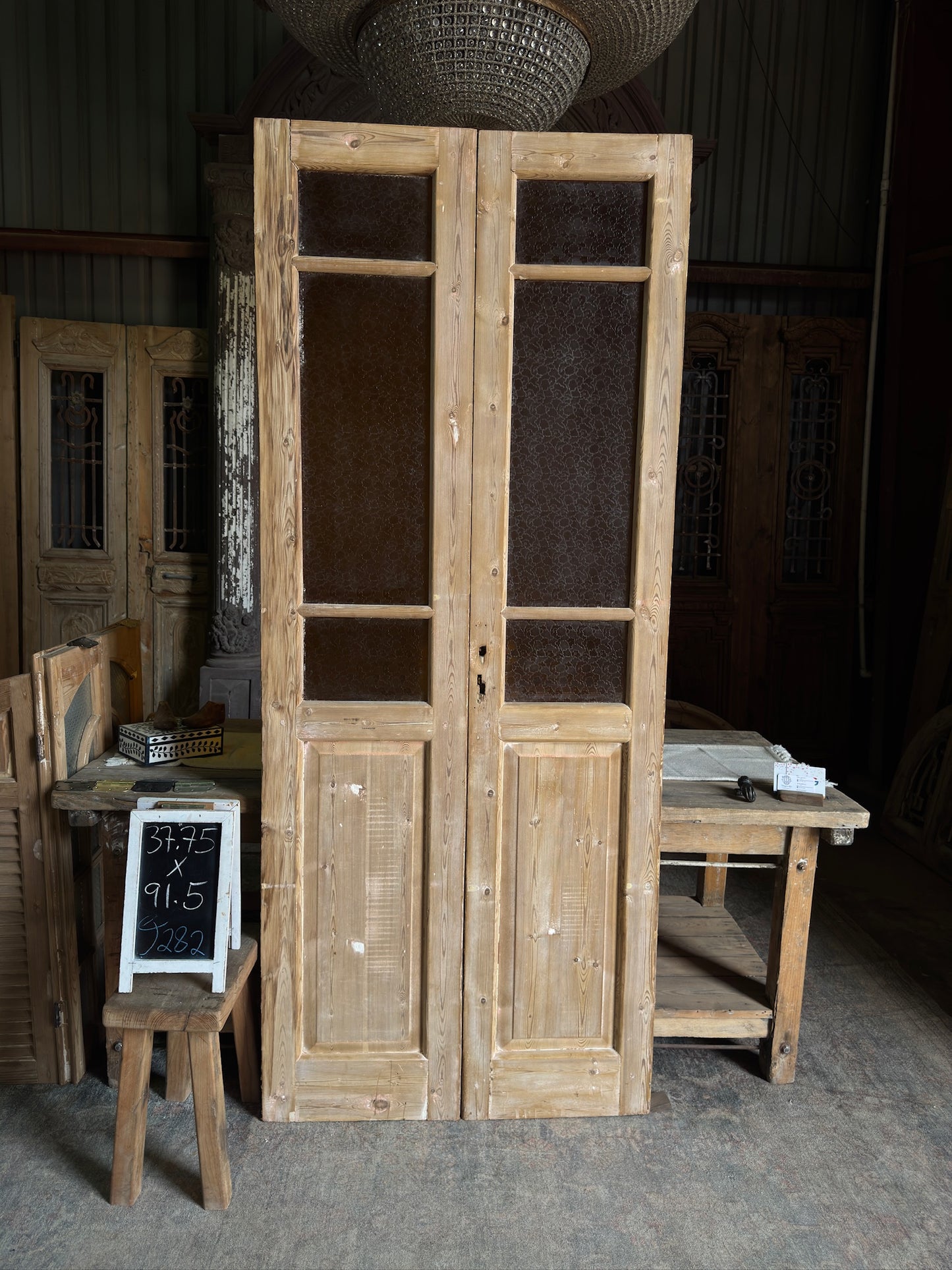 19th Century Antique Glass French Doors - 37.75x91.5 J282