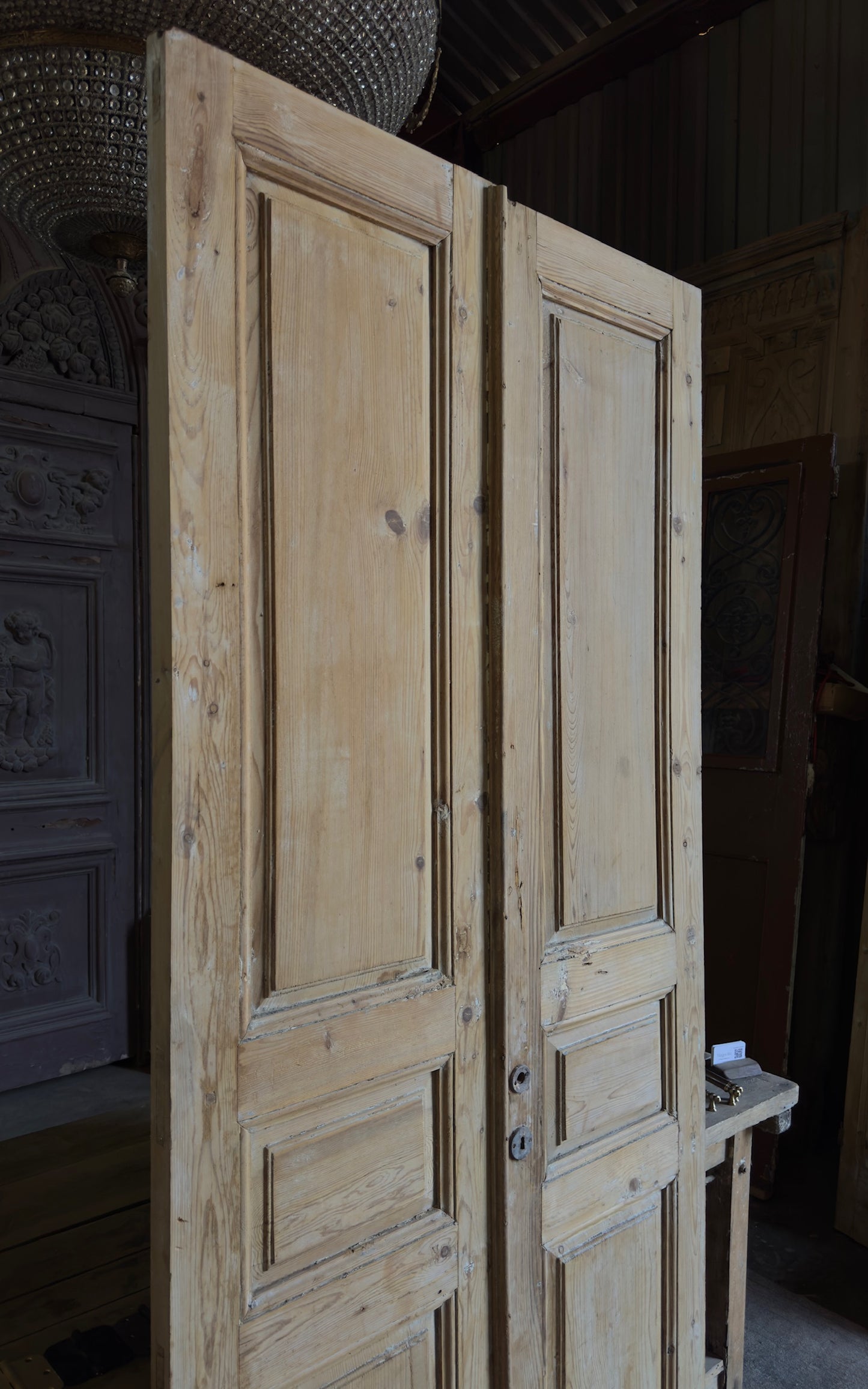 3 Panel Antique Solid French Doors - 43x94.5 - L334