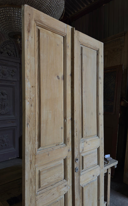 3 Panel Antique Solid French Doors - 43x94.5 - L334