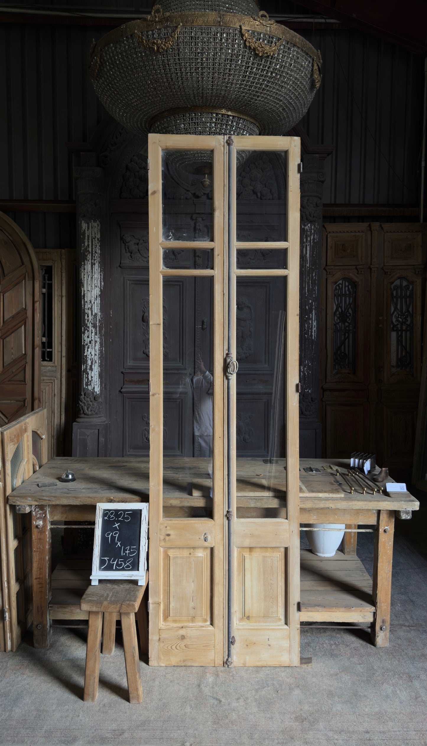 Narrow Glass Antique French Doors - 28.25x99 - J458