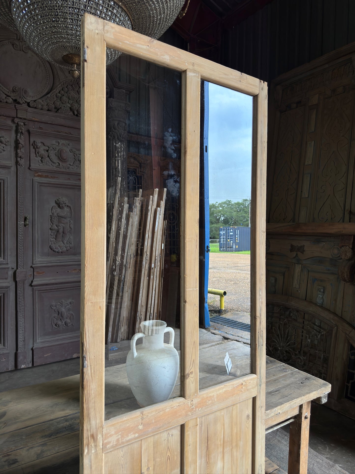 2 Lite Antique Open Glass Single Door - 31.5x88 K121