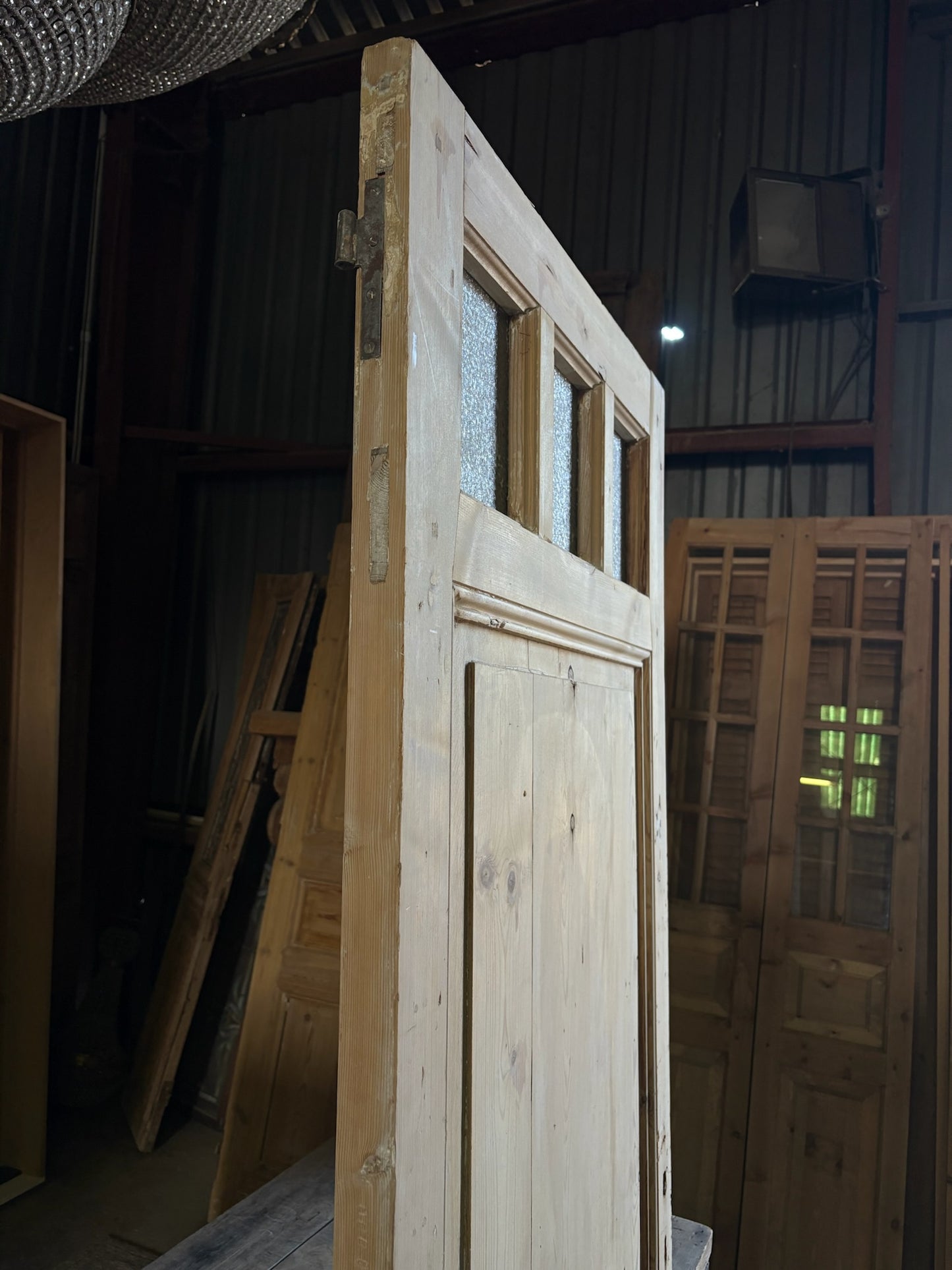 19th Century European Antique Glass Single Door - 32x87 - L56