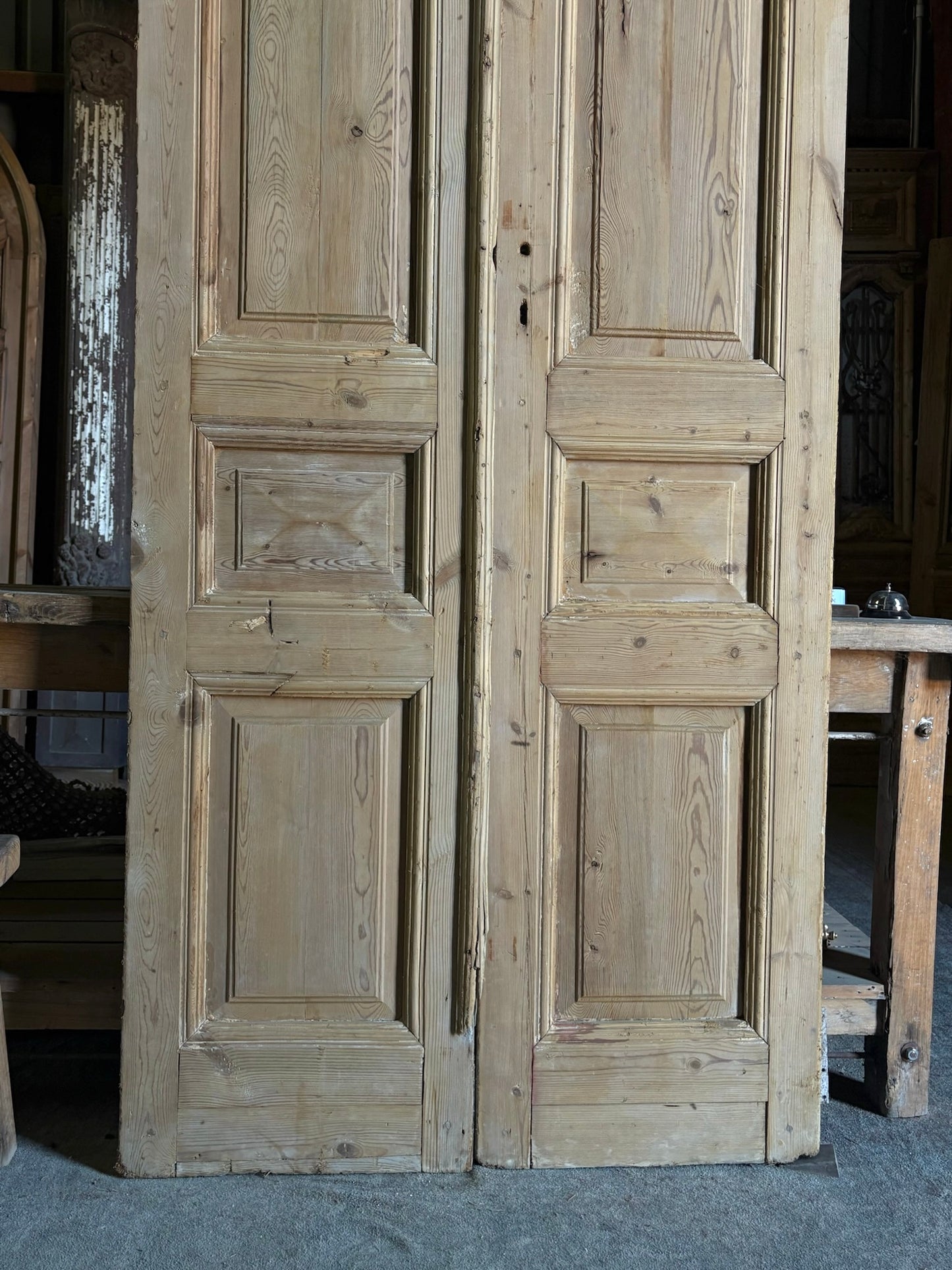 3 Panel Antique Solid French Doors - 39x95.25 - L102