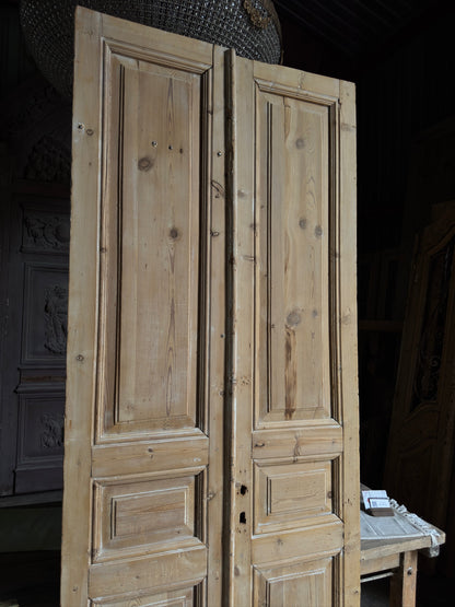 3 Panel Antique Solid French Doors - 40.25x101 J425
