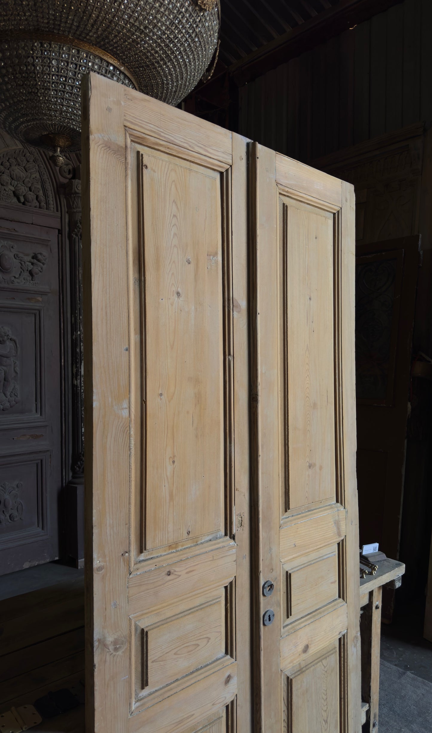 3 Panel Antique Solid French Doors - 43x91.5 - L345