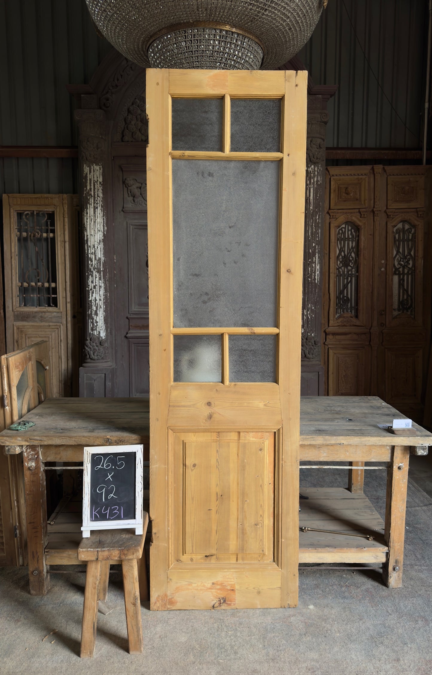 5 Lite Antique Glass Single Door - 26.5x92 K431