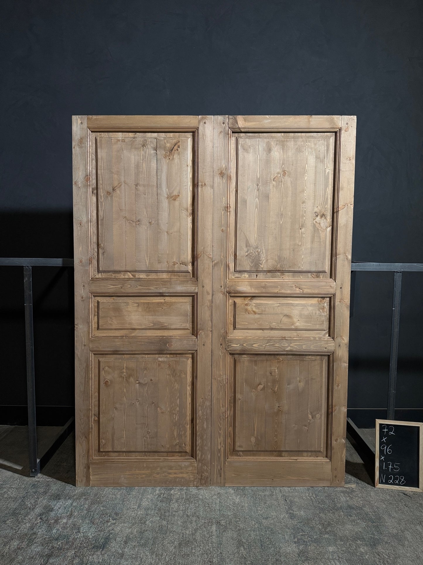 Handcrafted 3 Panel Solid French Doors - 72x96 N228