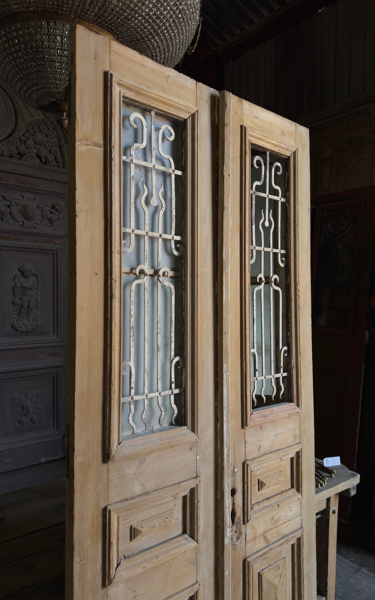 European Antique Iron French Doors - 42x92.5 L299