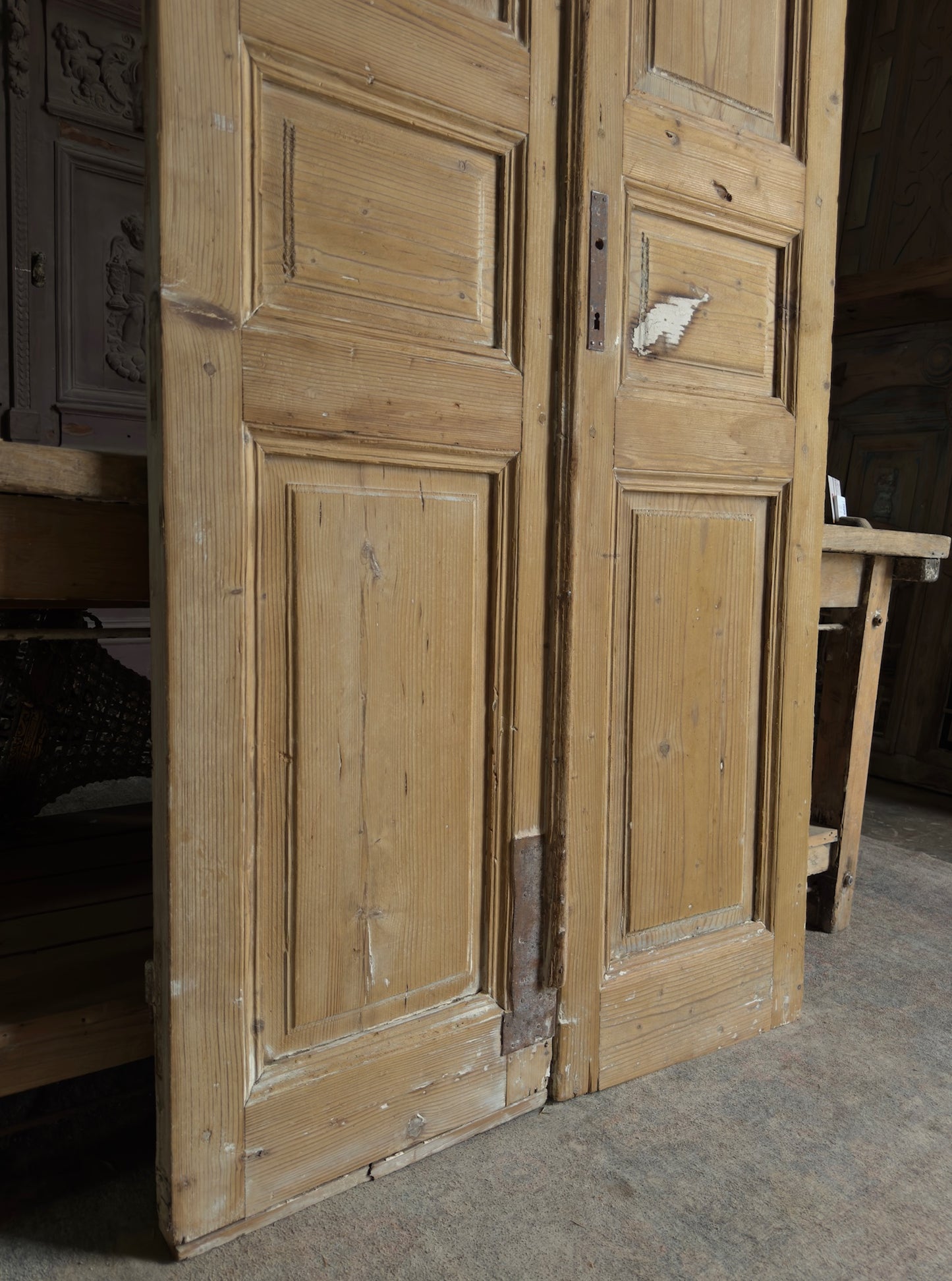 3 Panel Antique Solid French Doors - 38.75x98 K51