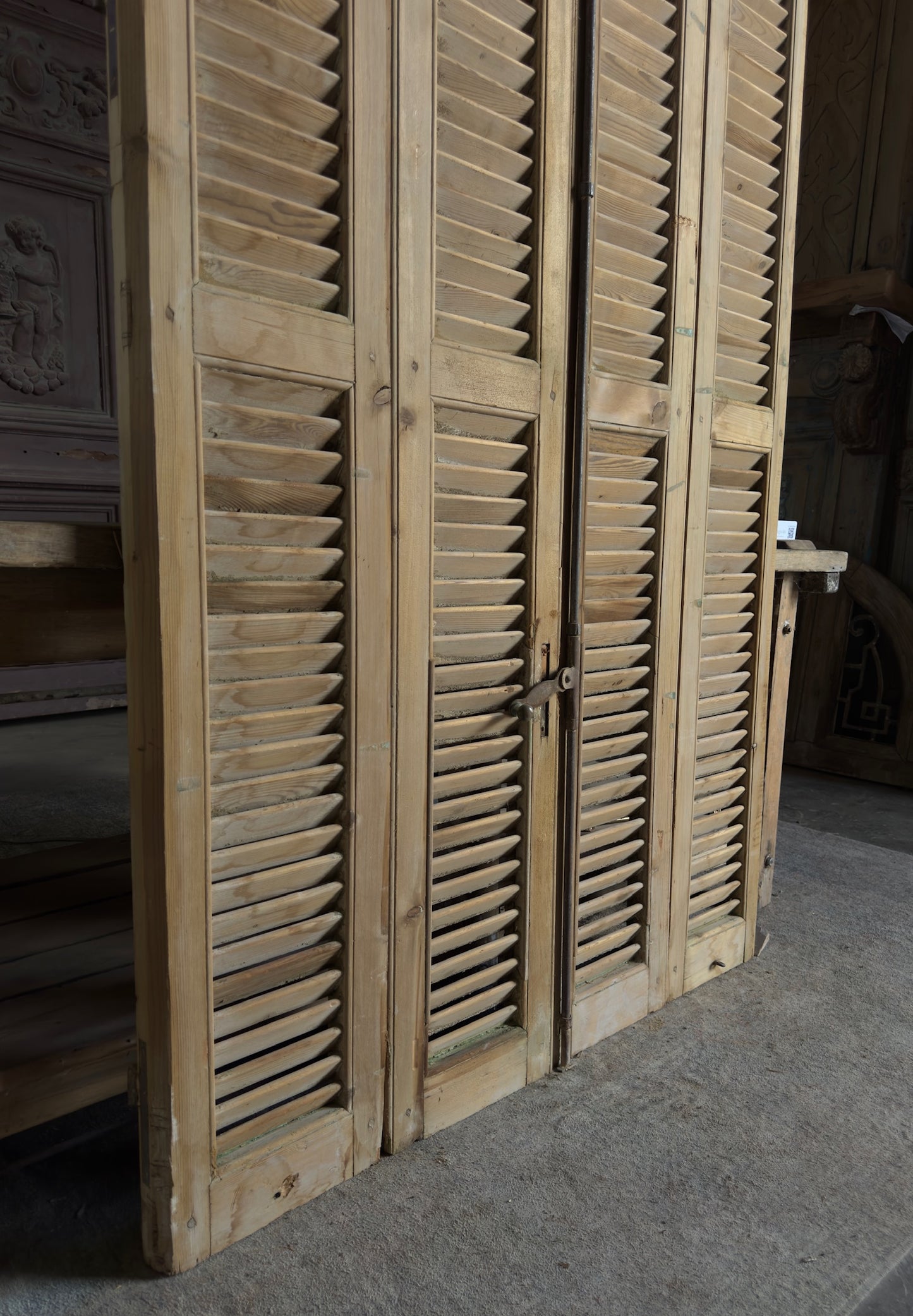 European French Antique Louvered Shutters - 47.5x99 K453
