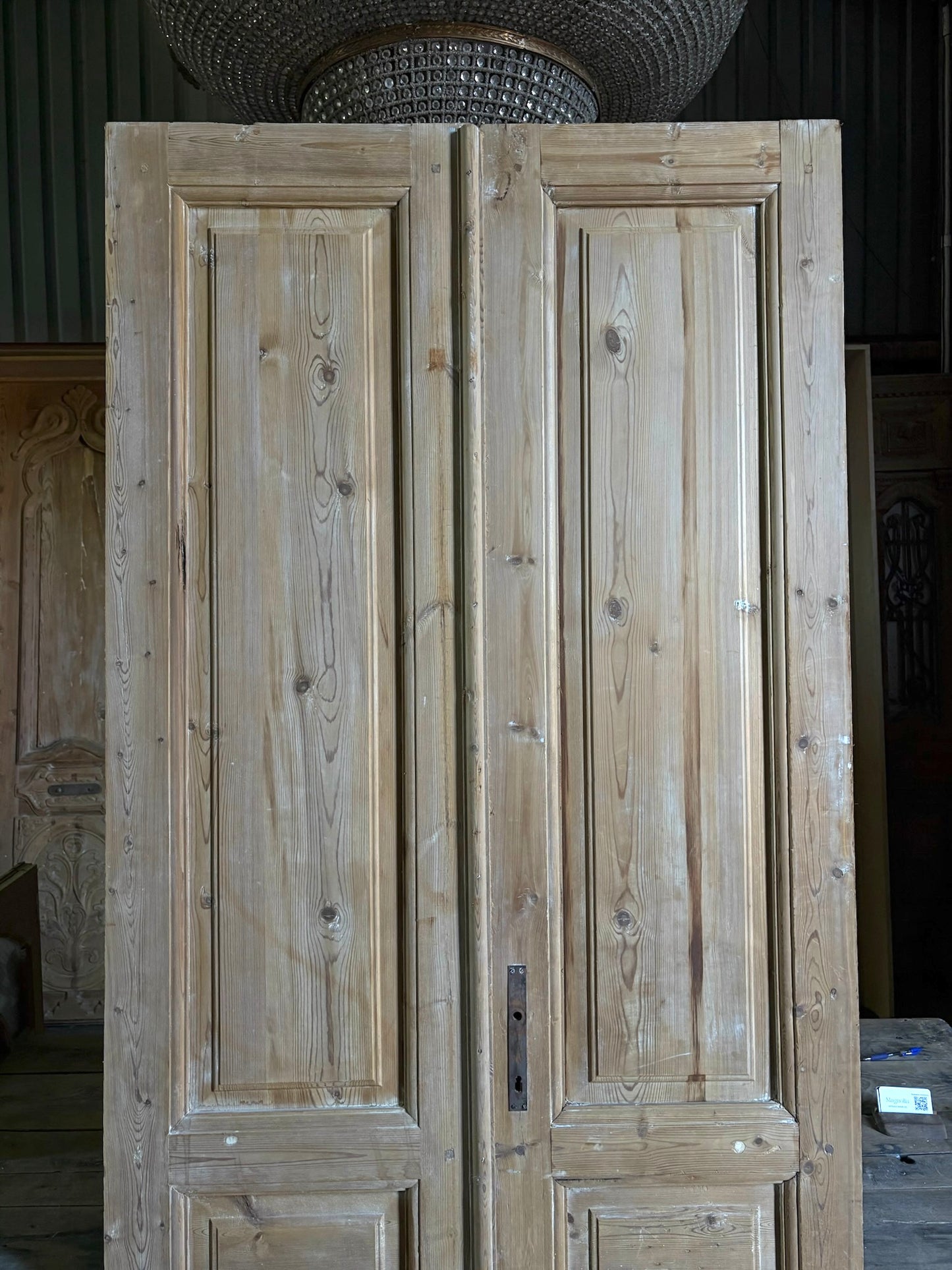 3 Panel Antique Solid French Doors - 40x94 - L81