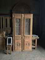 Carved Antique Iron French Double Doors - 42.5x82 J53