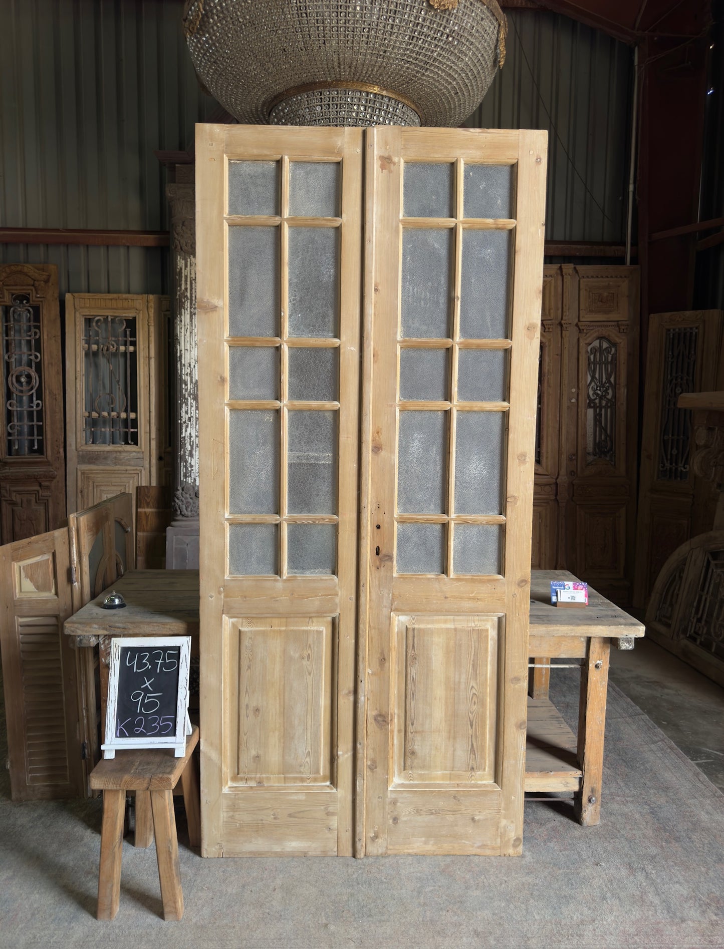 20 Lite Antique Glass French Doors - 43.75x95 K235