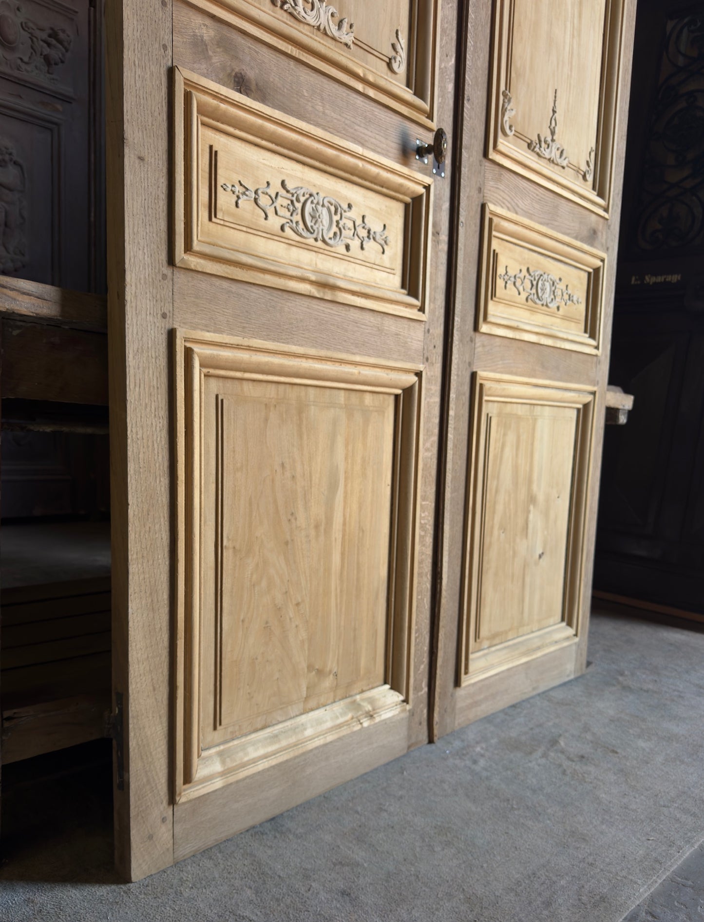 French Chateau Ornate Antique Double Doors - 55.5x106 - L268