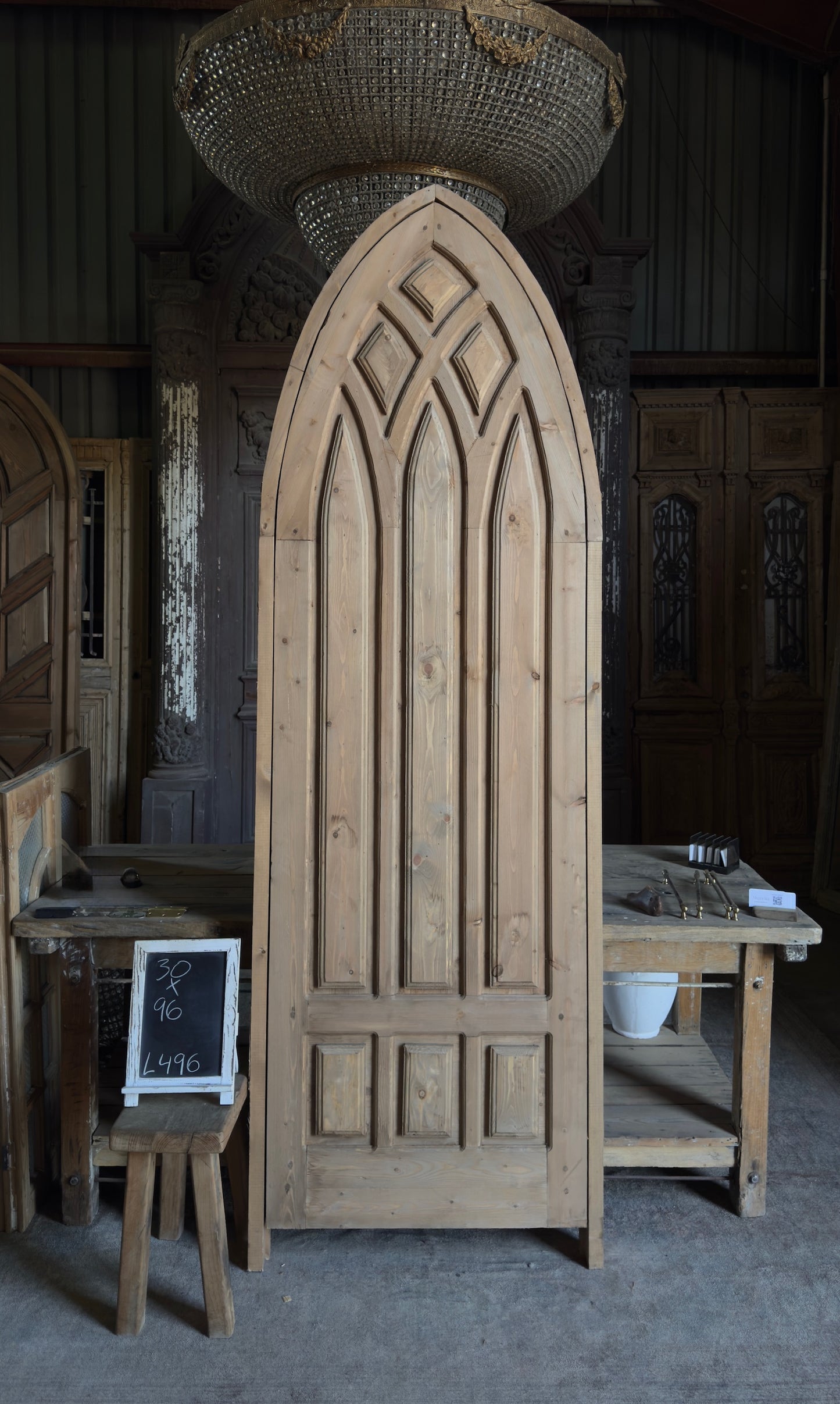 Handcrafted Gothic Arched Church Door - 30x96 L496
