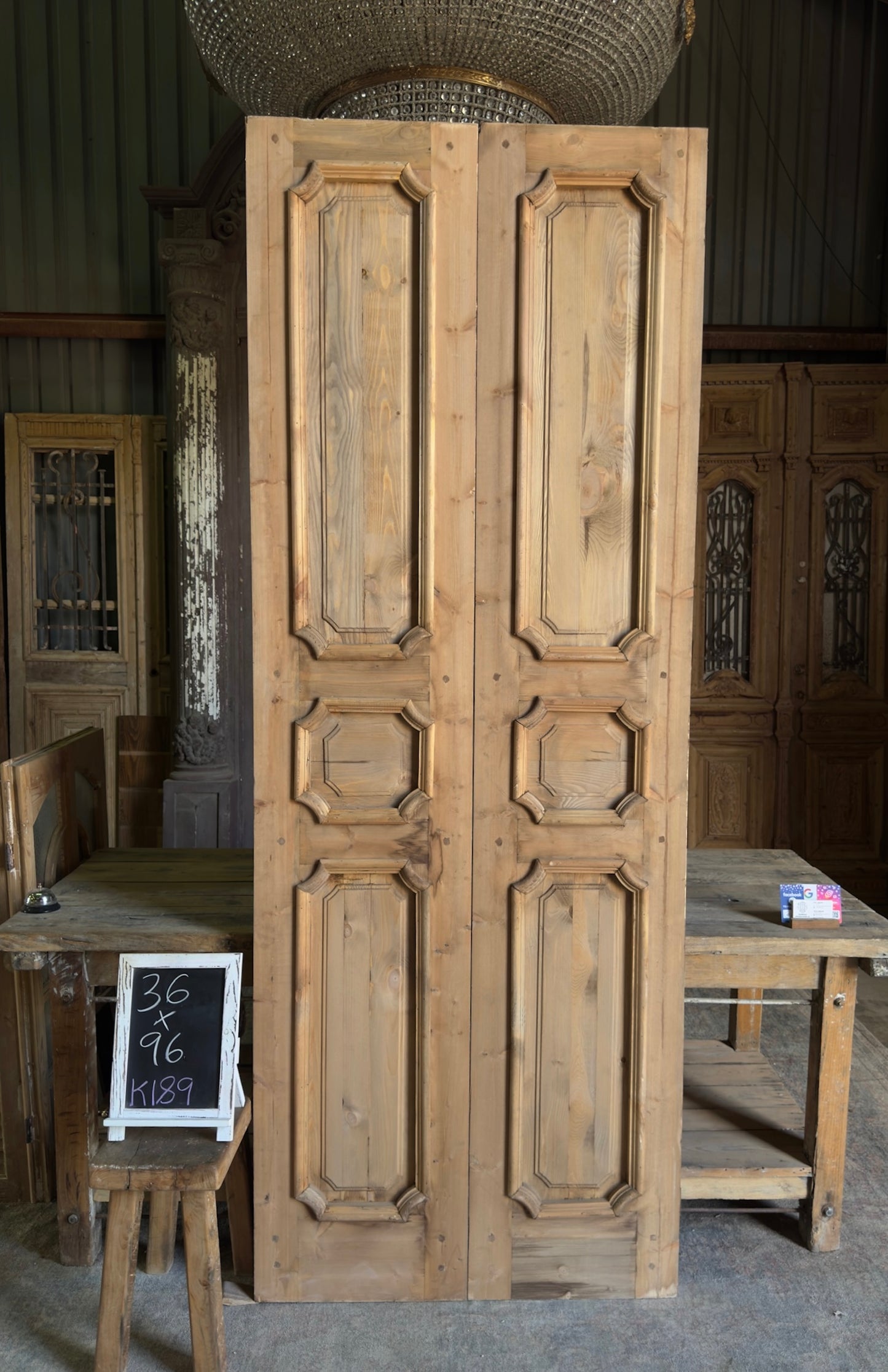 (Genevieve) Handcrafted Solid Wood French Doors - 36x96 K189