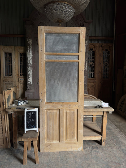 19th Century Antique Glass Single Door - 31.5x87.5 J248