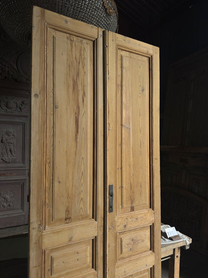 3 Panel Antique Solid French Doors - 42x100.25 J349