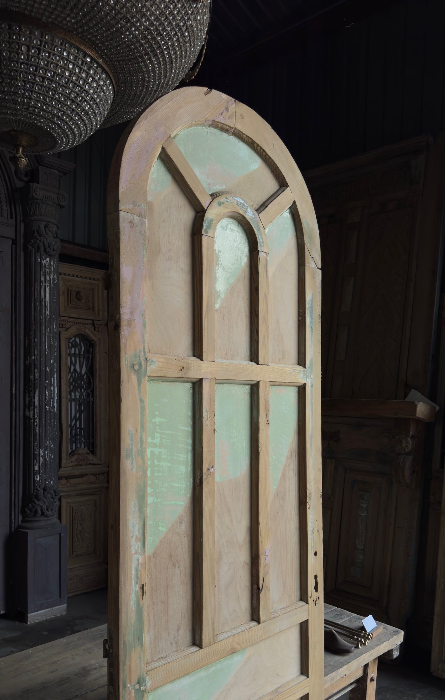 Arched Panel Antique Solid Single Door - 29.75x97 - L159