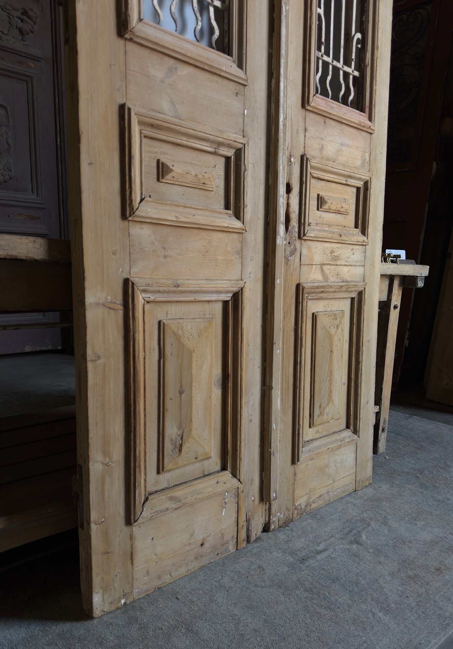 European Antique Iron French Doors - 42x92.5 L299