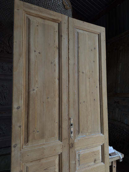 3 Panel Antique Solid French Doors - 45x100.25 J340