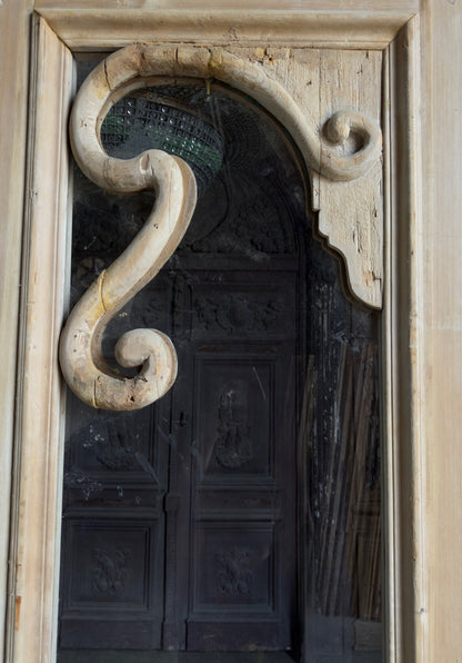 Carved Scene Antique Bi-Fold Glass Doors - 108.5x105.5 K238