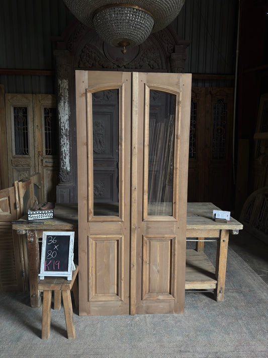 Glass Baltic Pine French Doors - 36x80 K19
