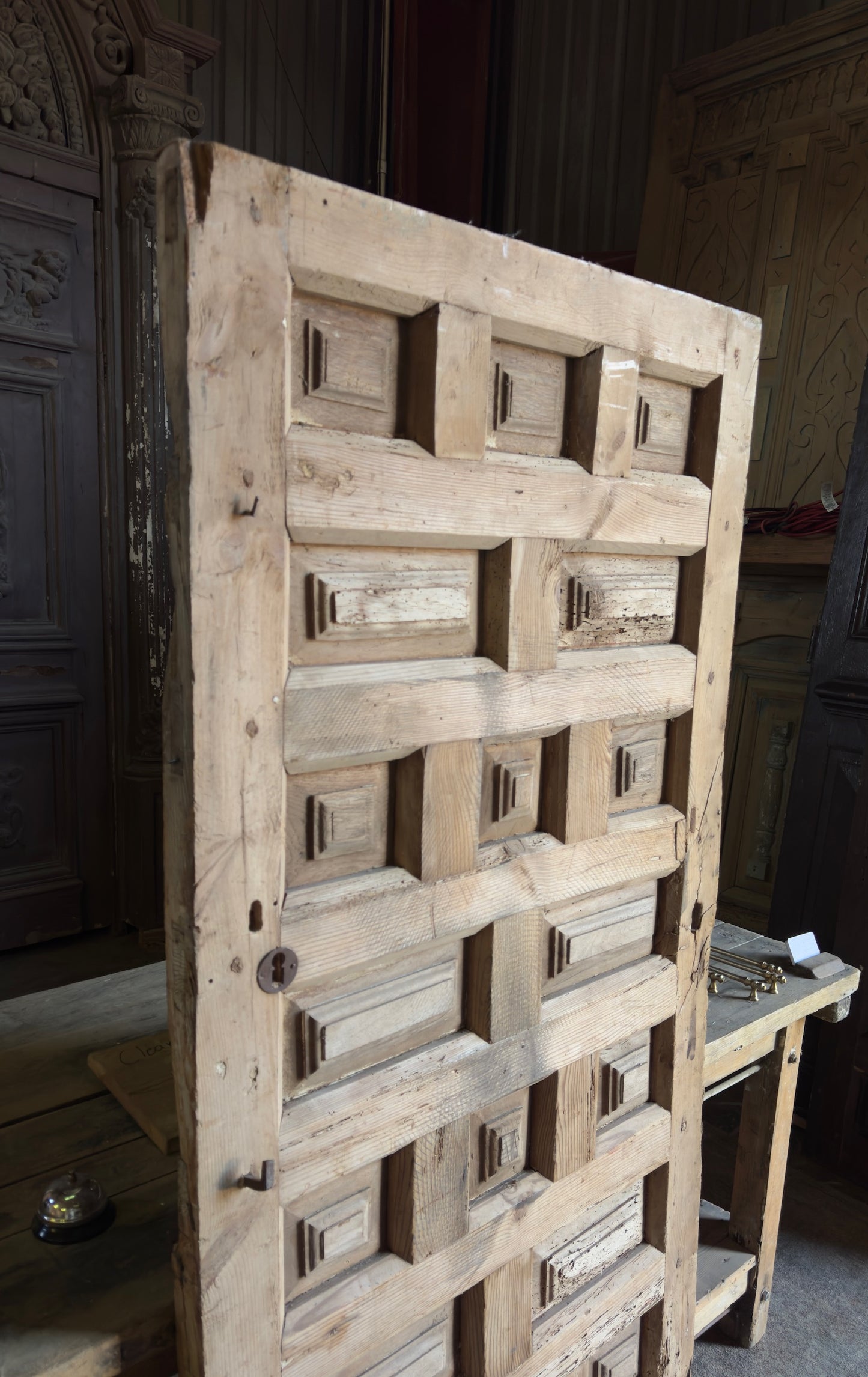 Spanish Monastery Coffered Panel Antique Single Door - 33x72 - L260