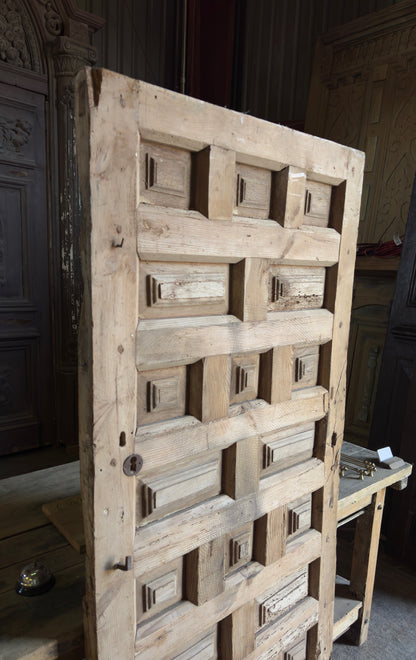 Spanish Monastery Coffered Panel Antique Single Door - 33x72 - L260