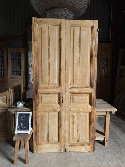 3 Panel Antique Solid French Doors - 44x91 K140