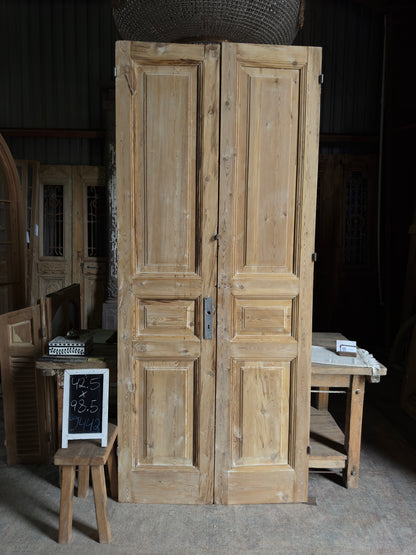3 Panel Antique Solid French Doors - 42.5x98.5 J442