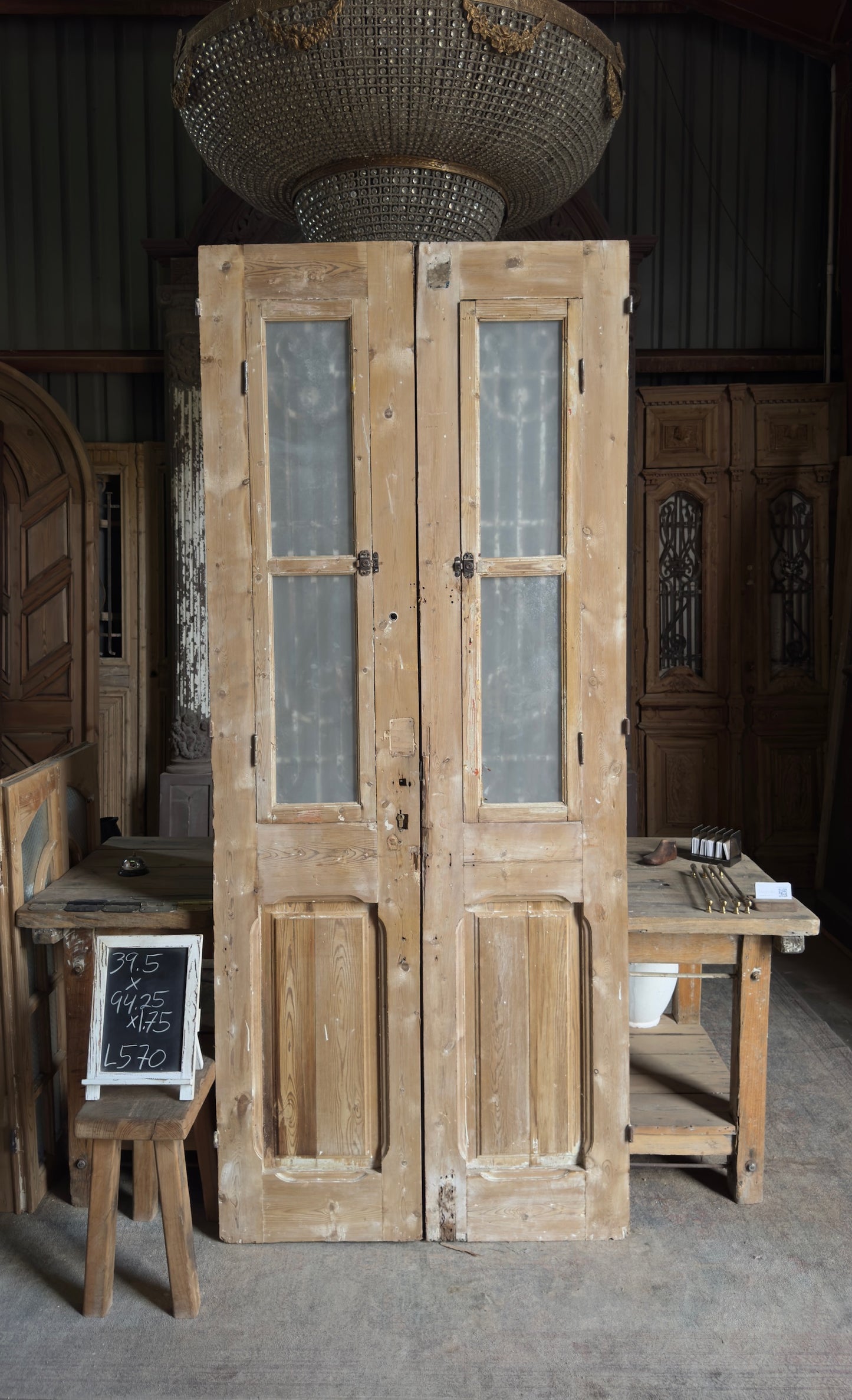 Antique Iron French Doors - 39.5x94.25 - L570