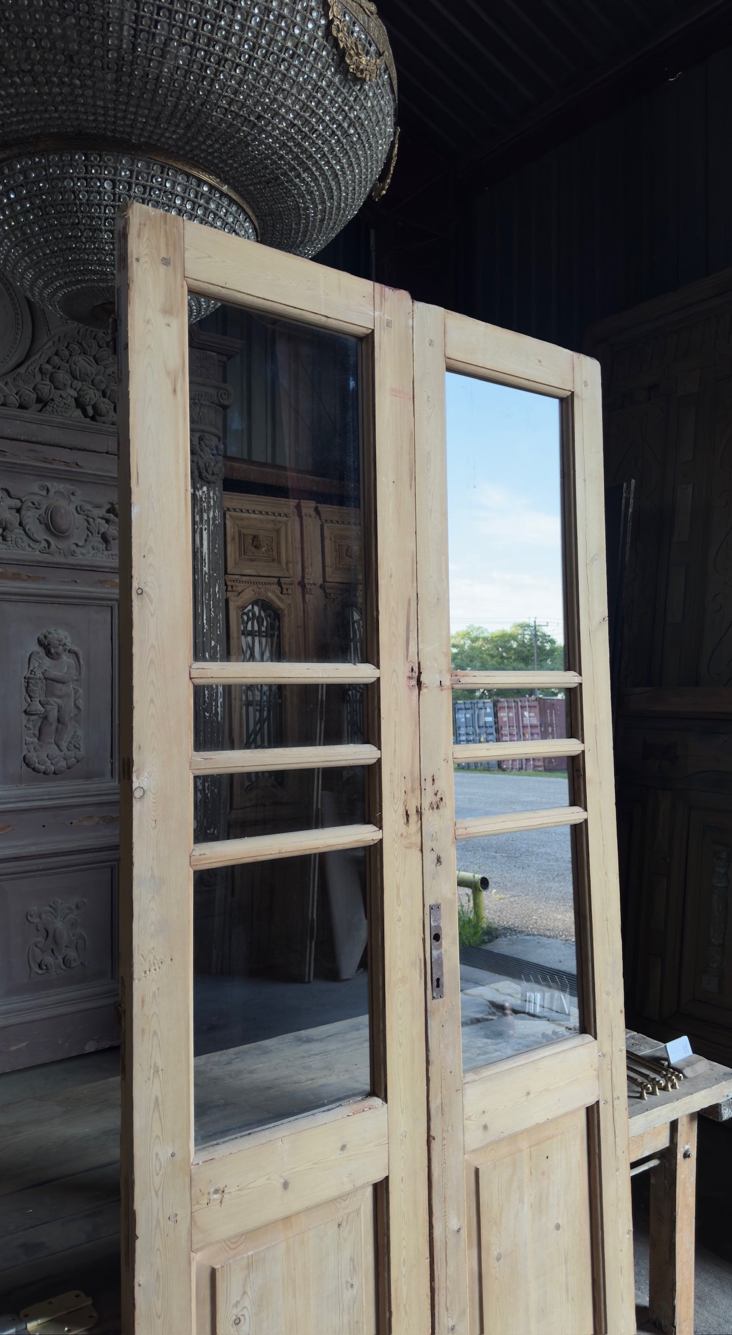 Antique Divided Glass French Doors - 40x92 - L535