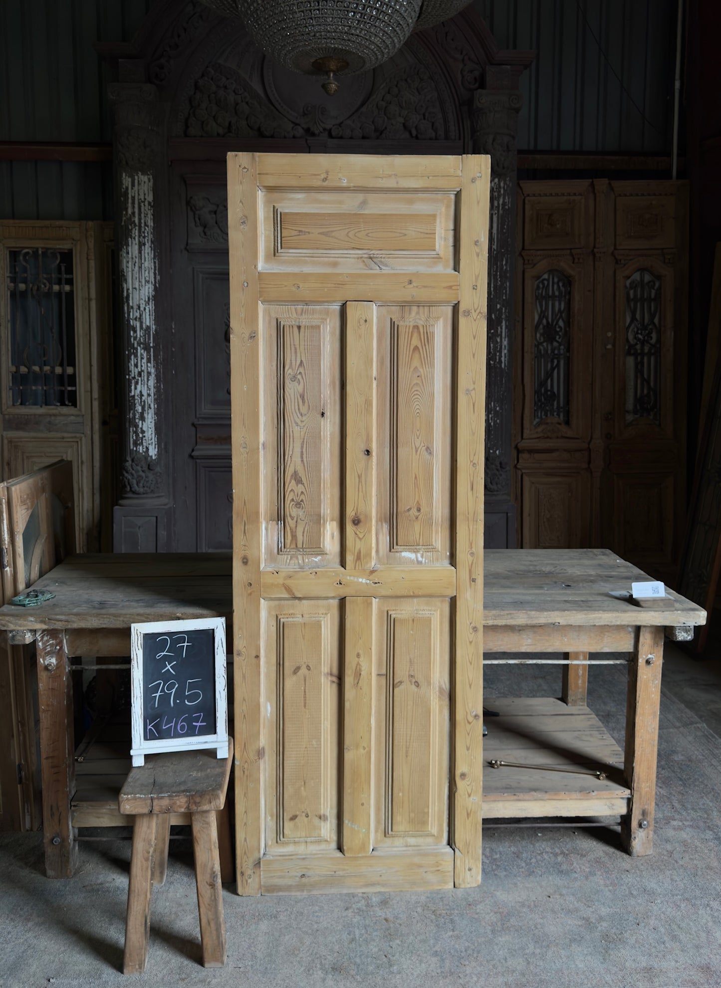 5 Panel Single Solid Antique Door - 27x79.5 K467