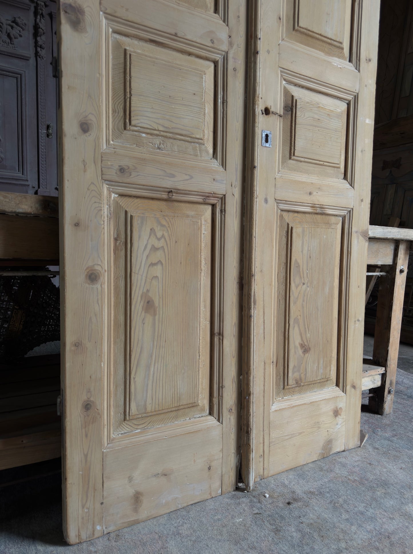 3 Panel Antique Solid French Doors - 39.5x92.5 K137