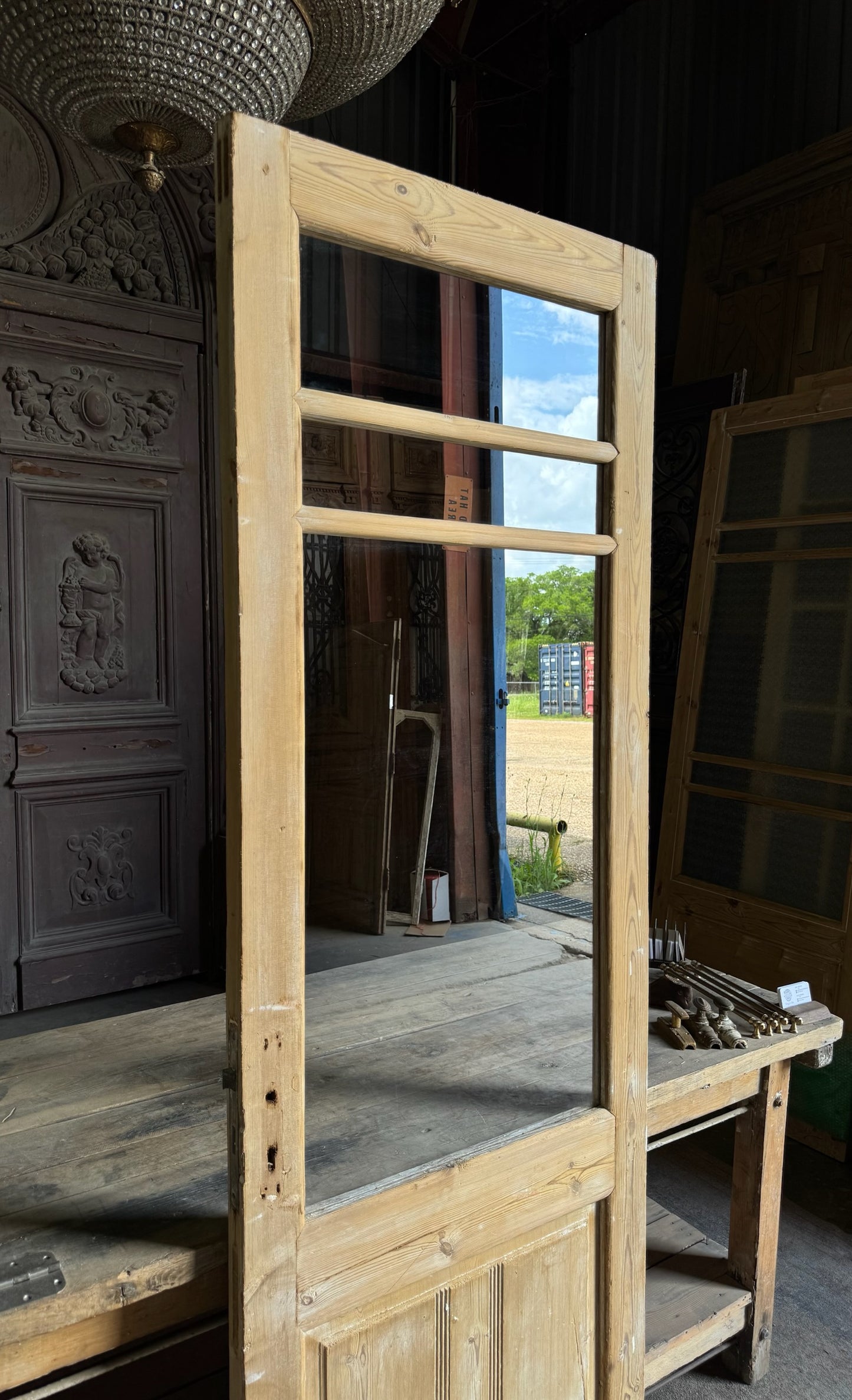 Antique Glass 3 Lite Door - 28.5x85.5 - L638