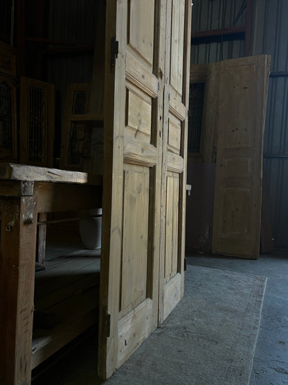 Raised Molding 3 Panel Antique Solid French Doors - 43.75x100 - L99