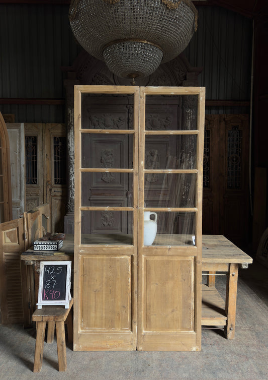 8 Lite European Antique Glass French Doors - 42.5x87 K90