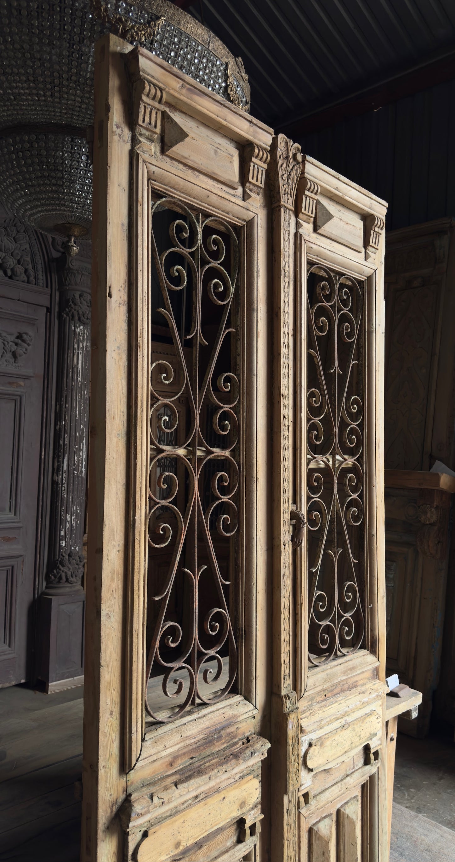 Grand Antique Iron French Doors - 49x106.5 - L200