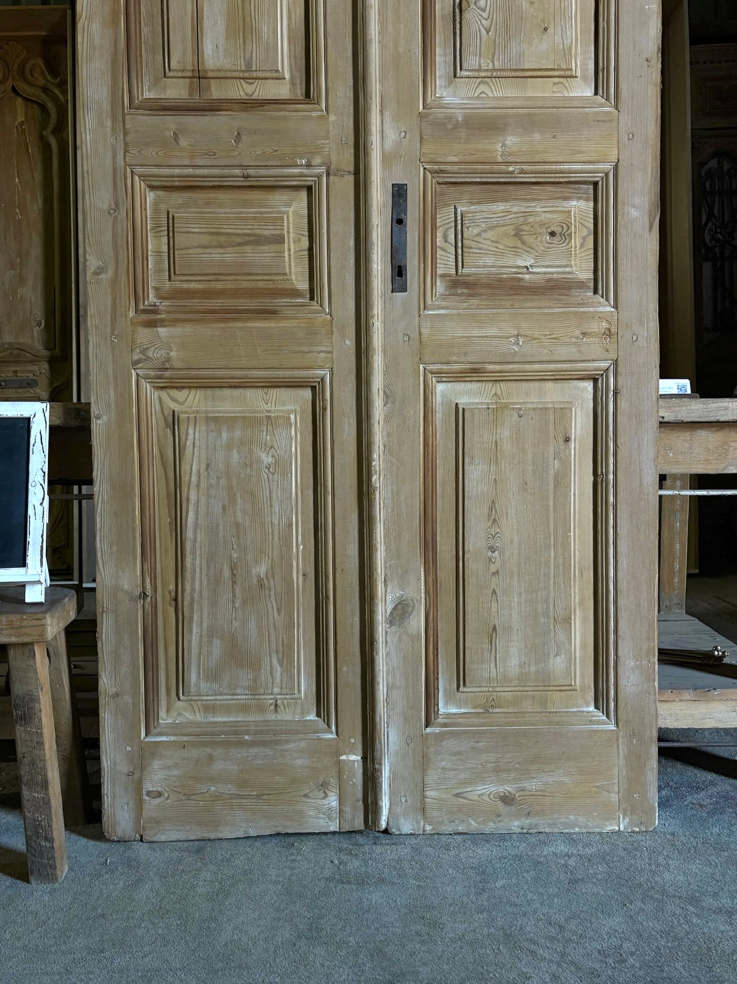 3 Panel Antique Solid French Doors - 40x97 - L82