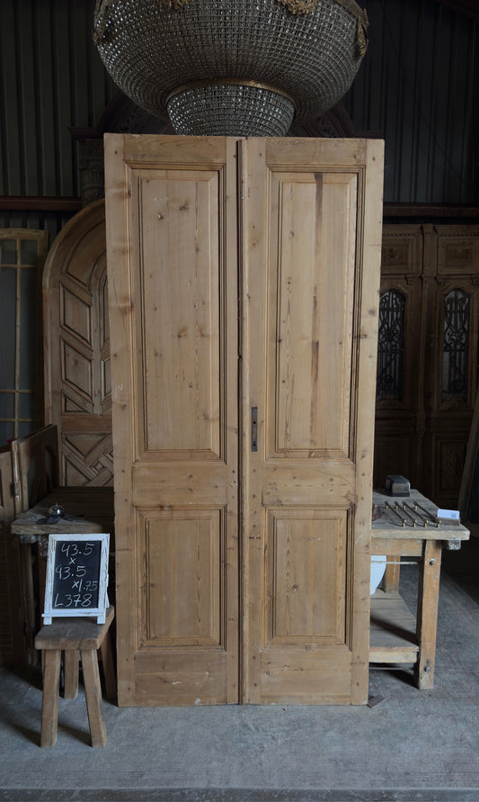 2 Panel Antique Solid French Doors - 43.5x93.5 - L378