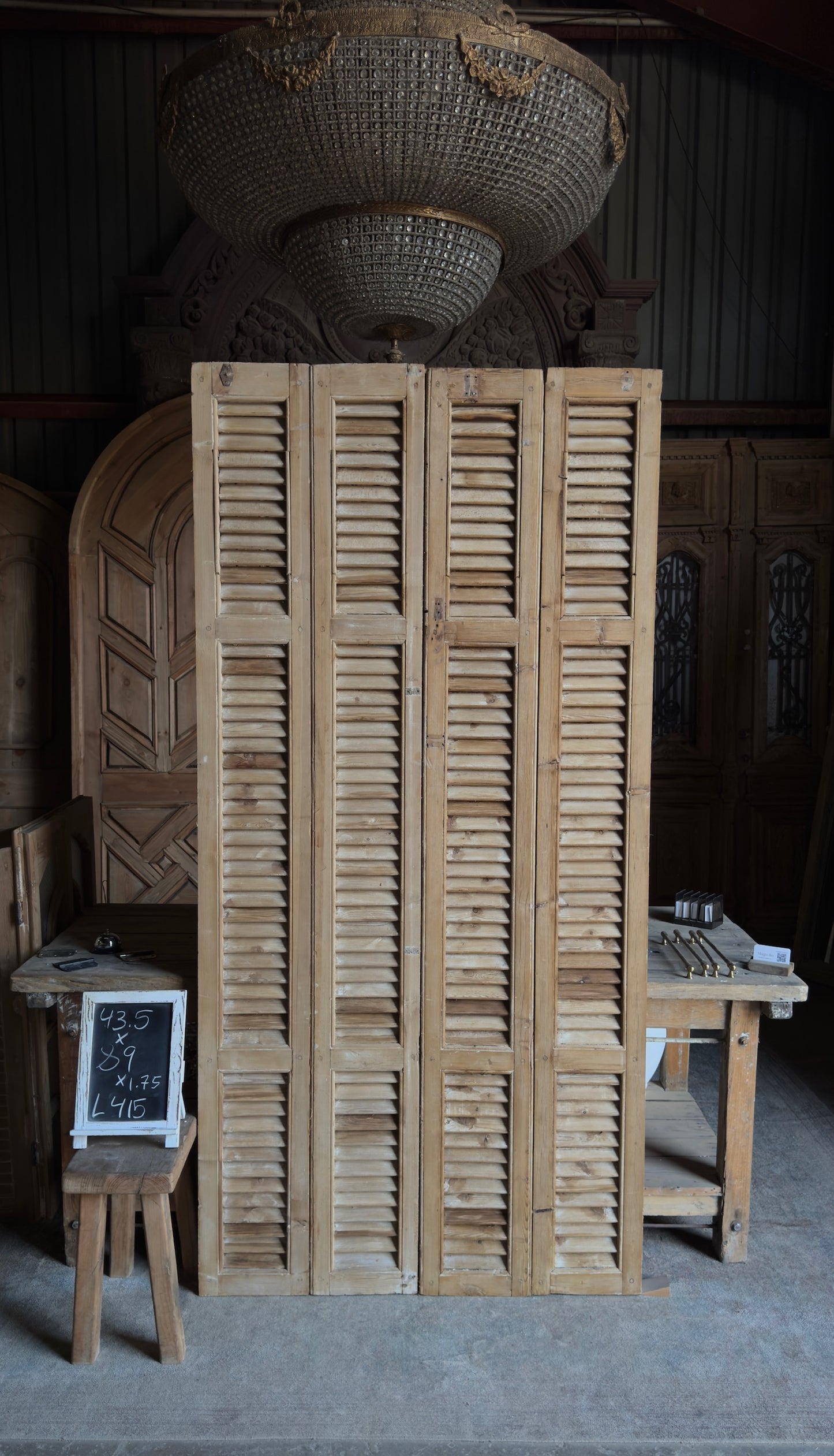 European French Antique Louvered Shutters - 43.5x89 - L415