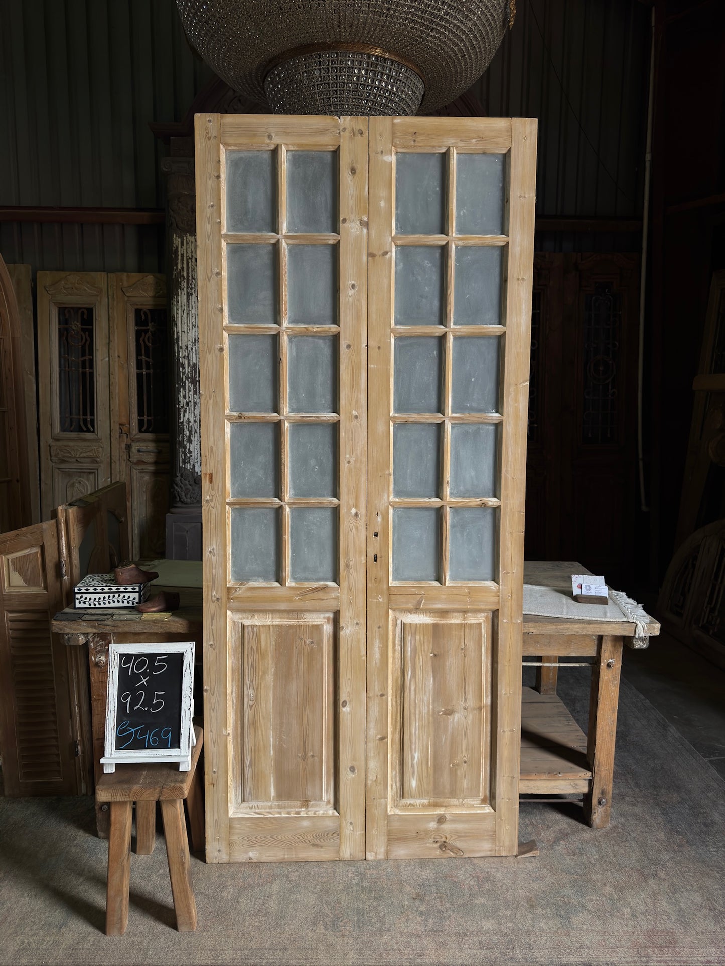 19th Century Antique Glass French Doors - 40.5x92.5 J469