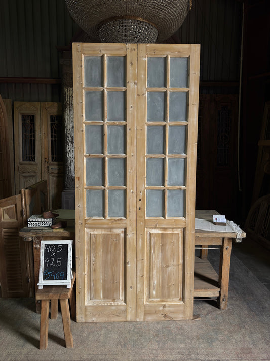 19th Century Antique Glass French Doors - 40.5x92.5 J469