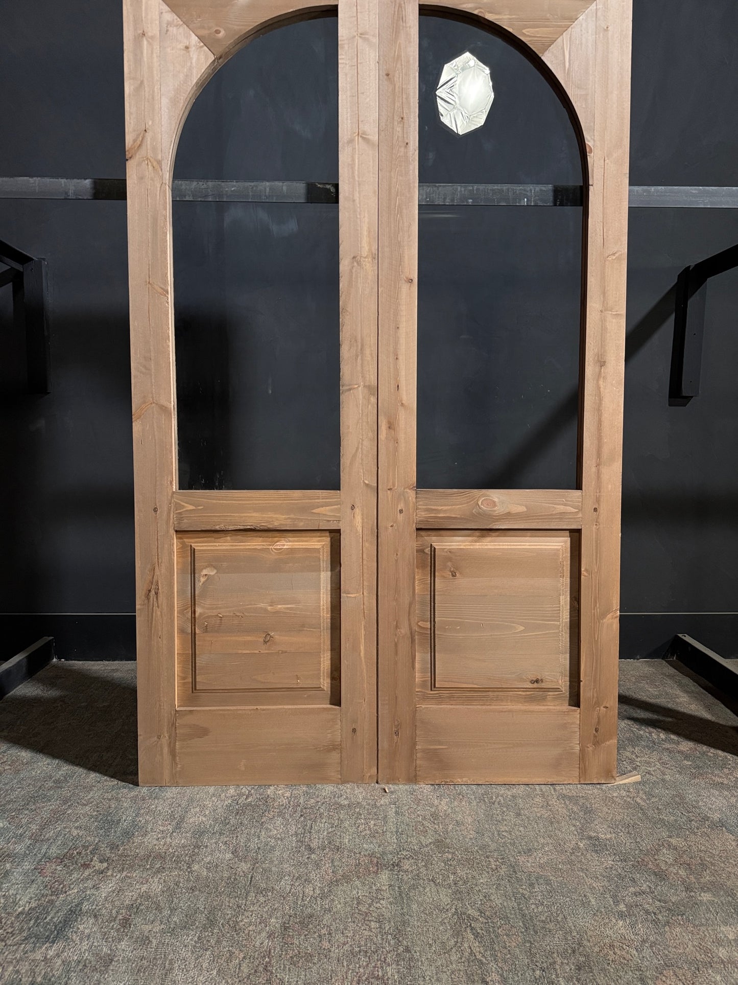 (Valencia) Handcrafted Arched Open Glass French Doors - 48x80 - N193