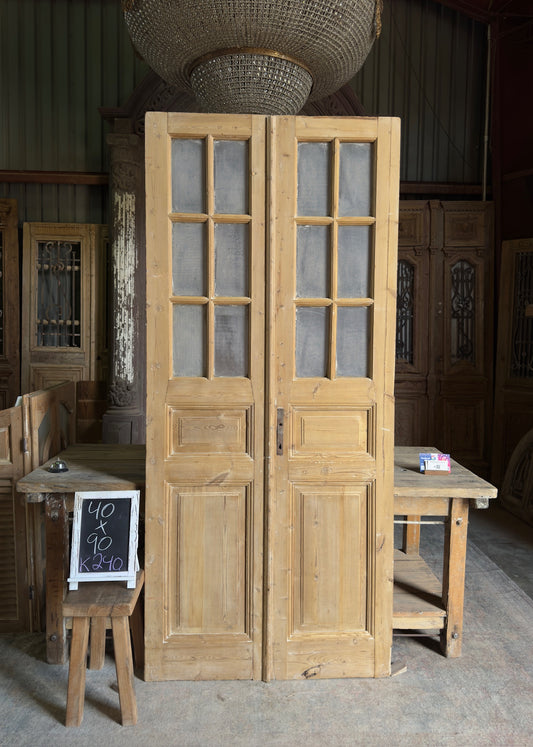 Classic Antique Glass French Doors - 40x90 K240