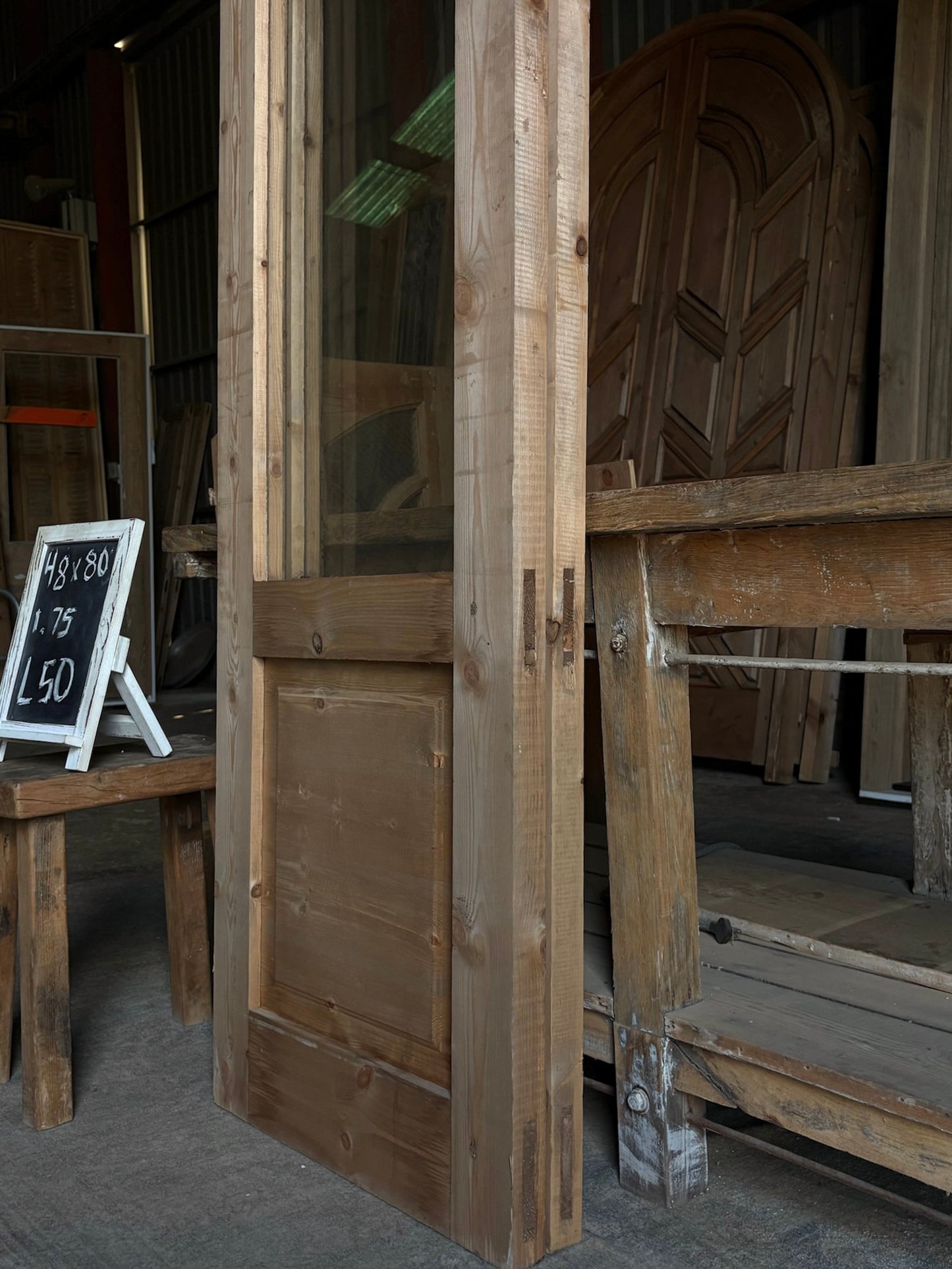 (Valencia) Handcrafted Arched Open Glass French Doors - 48x80 L50